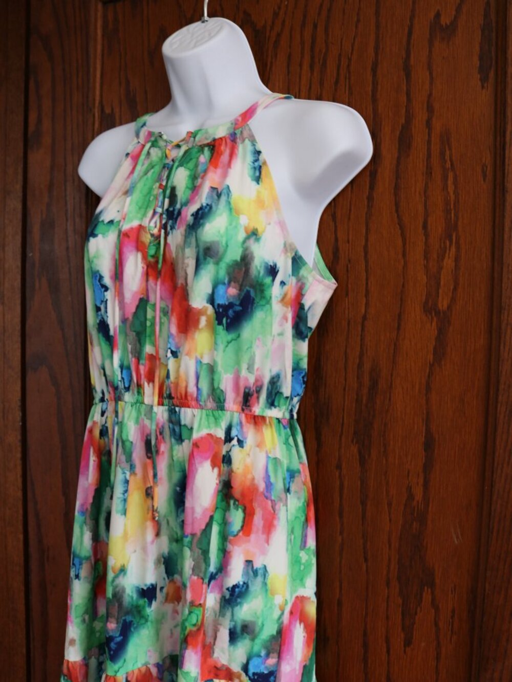 Stella and Julie Maxi Dress Women Medium Pink Green Abstract Floral Organic - Picture 2 of 13